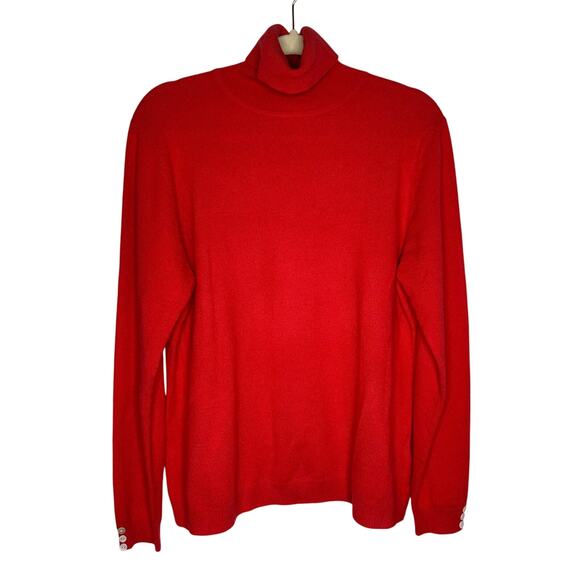 BRODIE RED 100% CASHMERE TURTLENECK SWEATER Holiday - Picture 1 of 9